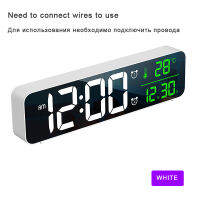 AKABELL Wireless 10.4 inch Alarm Clock Rechargeable Large LED Wall Digital Clocks 40 Ringtones Sound-Activated Date Temp Display