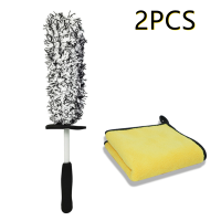 Car Cleaning Brush Non-Slip Handle Brush For Rims Spokes Wheel Barrel Car Accessories Wash Tool Car Detailing Cleaning Towel Set