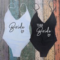 ☃✗❈ Sexy Padded One Piece Swimsuit TEAM Bride love Swimwear Women Summer Beachwear Bachelor Party Plus Size Bathing Suit Swimsuits