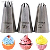 ☃✾ 3PCS 1M 2D 2F Stainless Steel Large Pastry Nozzles Set Icing Piping Nozzle Bakeware Cake Decorating Tools