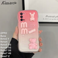 Kanavi เคสมือถือไล่สีแฟชั่นสำหรับ OPPO Reno Reno2 F Reno4 Reno5 5G Reno6 5G Reno7 5G Reno7 5G Reno7 4G Z หรูหราเคสโทรศัพท์ตุ๊กตาหมีคลื่นขนาดใหญ่