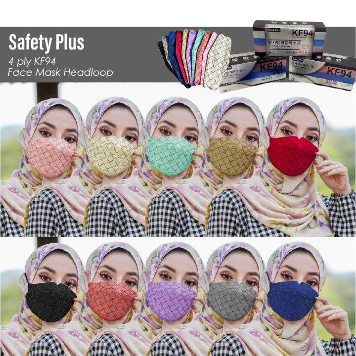 Safety Plus KF94 Premium Korean Style Headloop 4ply Face Mask Pelitup