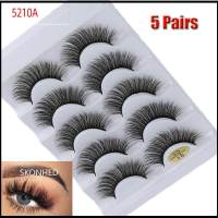 5 Pairs แฮนด์เมด หลากสไตล์ Wispy Flared ธรรมชาติยาว ขนตาปลอม 3D Faux Mink Hair ต่อขนตา กากบาด