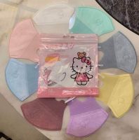 ?พร้อมส่ง?แมส 3D Sanrio เด็ก สีพื้นปั้มลาย Sanrio กรอง 3 ชั้น ใส่สบาย หายใจสะดวก แพคละ 10 ชิ้น