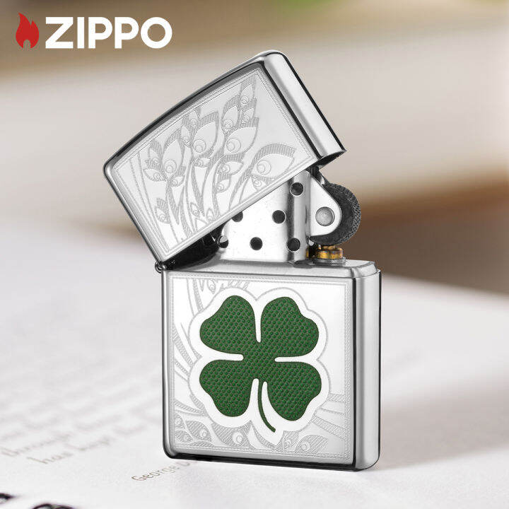 zippo-clover-high-polish-design-chrome-windproof-pocket-lighter-24699-lighter-without-fuel-inside-การออกแบบโปแลนด์สูงโคลเวอร์-ไฟแช็กไม่มีเชื้อเพลิงภายใน