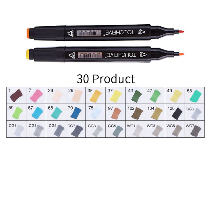 TOUCHFIVE 12-168 Colors Sketch Marker Pens Alcohol Ink Dual Head Manga Marker Coloring Student Hand-Paint Pen Draw Art Supplies