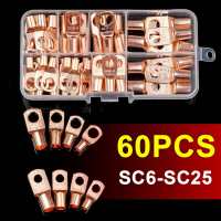 【Free-delivery】 Gorayas สายทองแดง Lugs ขั้วต่อชุดกล่อง SC6-SC25กระป๋อง Cable Lugs Bare ตัวเชื่อมต่อ60/ 90/170/220Pcs