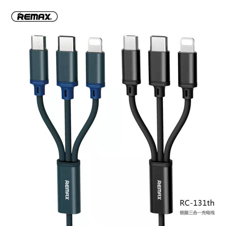 remax-rc-131th-สายชาร์จ-3in1-ชาร์จมือถือได้ทุกรุ่น-ip-micro-usb-type-c-สายชาร์จ3in1-สายชาร์จ