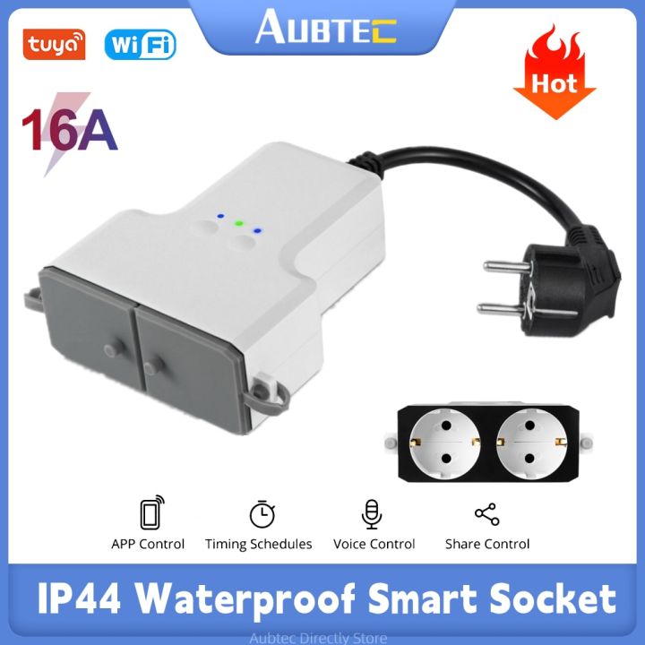 Tuya 16A Waterproof Outdoor WiFi Smart Socket 