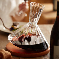 1000ML Nordic Glass Wine Decanter Set Creative Top Fast Decanting Whiskey Dispenser Swing Wide-ribbed Tumbler with Wooden Holder