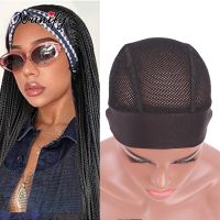 Crochet Headband Wig Caps Black Wig Grip Mesh Cap Breathable Wave Cap With Adjustable Velcro Wig Cap With Adjustable Strap