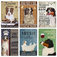 Aussie Metal Tin Sign Wall Decor Australian Shepherd Dog Bath Soap Poster Hanging Plaque Aluminum Signage Posters 8x12 Inch Bar Wine Tools