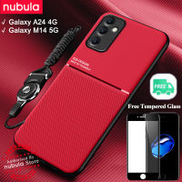 NUBULA เคส Samsung Galaxy A24 4G | Galaxy M14 5G,หนังนิ่มกระจกเทมเปอร์ฟรีให้ความรู้สึกเหมือนหนัง Hp Galaxy M14 A24โทรศัพท์มือถือฝาหลังกันกระแทกที่ยึดขาตั้งสายคล้องมือชุดทำความสะอาดหน้าจอหลังเคส Galaxy A24 4G M14 5G