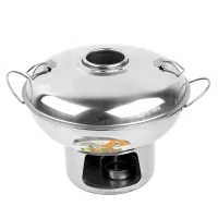 mhfsuper หม้อไฟสเตนเลส(มีปล่อง) พร้อมฝาปิด (ขนาด20cm) รุ่น 20-cm-Hot-pot-cover-stainless-steel-56A-TC