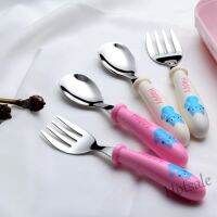 【hot sale】 ■◕ﺴ C01 304 Stainless Steel Child Fork Spoon Portable Tableware Blue Cat Lovely Kids Gift