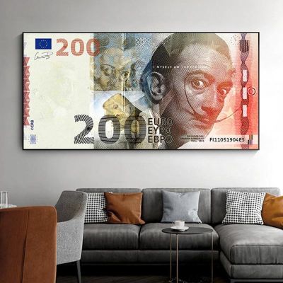 ภาพ Salvador Dali 200ยูโรโปสเตอร์ศิลปะบนผนังที่มีชื่อเสียงและพิมพ์ป๊อปอาร์ตเงินรูปภาพติดผนังสำหรับตกแต่งห้องนั่งเล่น