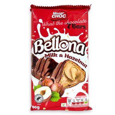 Bellona milk&hazelnut 7 bars ช็อคโกแลตบาร์ผสมเฮเซลนัท นำเข้าจากอังกฤษ