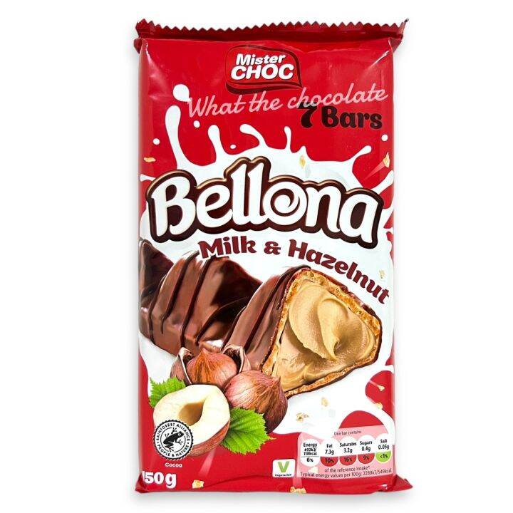 bellona-milk-amp-hazelnut-7-bars-ช็อคโกแลตบาร์ผสมเฮเซลนัท-นำเข้าจากอังกฤษ