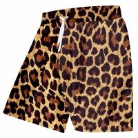 OGKB Summer Mens Surf Leopard Print 3D Casual Loose Unisex Beach Shorts