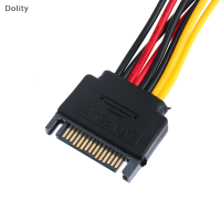 Dolity 15 PIN MALE TO 2 x 15Pin FEMALE ADAPTER SATA Power CABLE 90องศาสำหรับ HDD