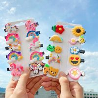 Cartoon Unicorn Baby Kids Hair Clip Set Rainbow Flower Fruits Hair Clips Korean Hairpin Fashion Hair Accessories