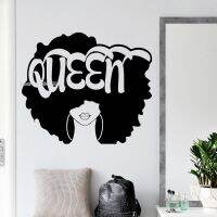 (สติ๊กเกอร์และรูปลอกผนัง) Queen Siluet Dinding Dekorasi Rambut Gaya But Toko Stiker Afro Vinyl Dinking Decal Stiker Wanita Barbershop Fashion Poste