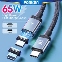 FONKEN PD 65W Magnetic USB C Fast Chargig Cable 27W USB Type C To Light-Ning Quick Charger Data Transfer Cord For I-Phone Samsung Phones Magnet Wire