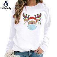 95% Polyester 5% Spandex Top Long Sleeve Christmas Elk Women T-shirt【fast】