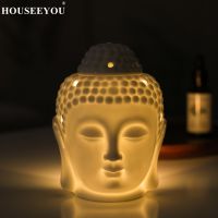 Buddha Head Aromatic Essential Oil Burner Ceramic Aromatherapy Lamp Candle Aroma Furnace Light Home Office Decor Craft Ornament