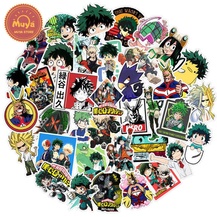 muya-100pcs-my-hero-academia-สติกเกอร์ลายอะนิเมะสำหรับเด็กกันน้ำสติ๊กเกอร์การ์ตูนสติ๊กเกอร์กราฟฟิตี