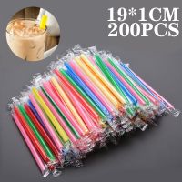 200pcs Colorful Drinking Plastic Thick Jumbo Straws For Party Milktea Smoothie Drinking 19cm Long For Wedding Party Supplies