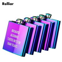 Relliar 21 Style Stainless Steel Hip Flask 8oz/6oz Colorful and Rose Pink Women Portable Flagon Pocket Flask For Whiskey Winter