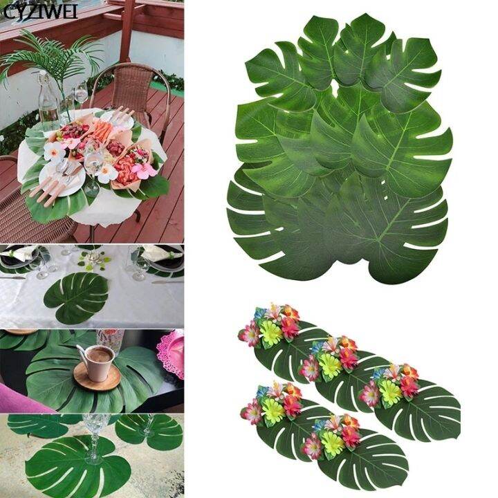 24pcs-artificial-turtle-palm-tree-leaf-green-plants-hawaii-beach-party-home-decor