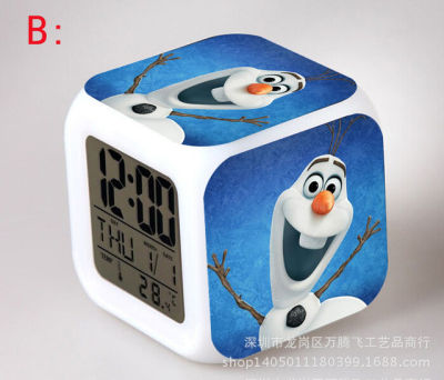 【Worth-Buy】 นาฬิกานาฬิกาปลุกดิจิตอล7สีสำหรับเด็ก,หิมะโอลาฟภาพยนตร์เจ้าหญิง Annaelsa ไฟกลางคืนห้องนอนเด็ก
