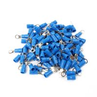 100PCS RV2 4 Blue Ring Insulated Wire Connector Electrical Crimp Terminal Cable Wire Connector for 1.5 2.5mm2