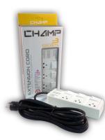 Champ รางปลั๊กไฟ มาตราฐานมอก.2432-2555 เต้าเสียบ 3 ช่อง 3 สวิทช์ สายไฟยาว 5 เมตร รับกระแสไฟสูงสุด 3500 วัตต์ รางปลั๊กพ่วงป้องกันไฟกระชาก มีม่านนิรภัย มีเบรคเกอร์ ปลั๊กไฟคุณภาพสูง