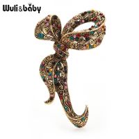 Wuli amp;baby Vintage Bowknot Brooches For Women Multicolor Rhinestone Flower Party Office Brooches Pins