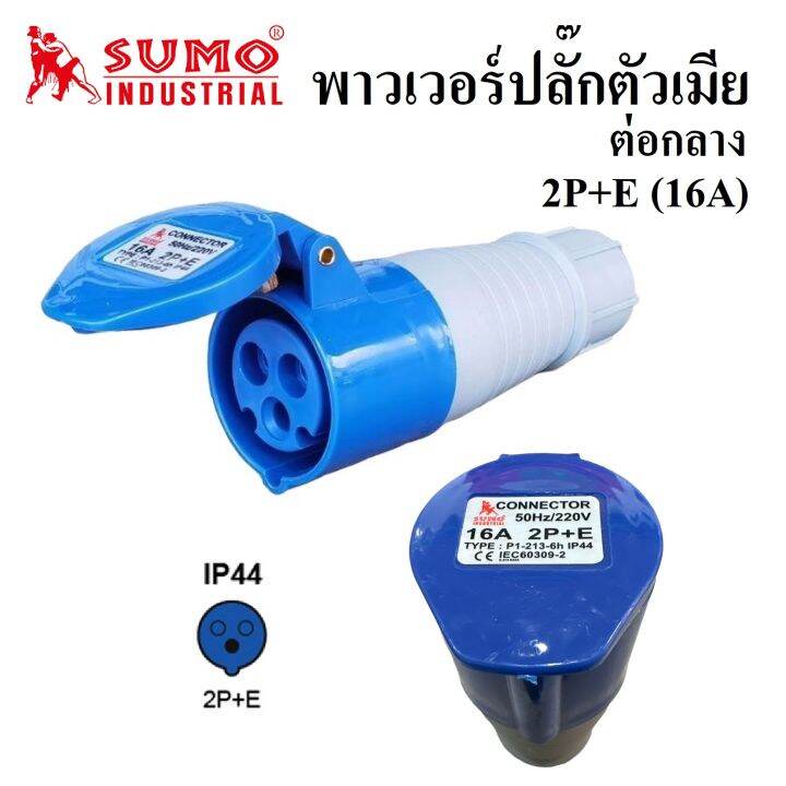 พาวเวอร์ปลั๊กตัวเมีย-ต่อกลาง-ยี่ห้อ-sumo-2p-e-16a-type-p1-213-6h-ip44-ปลั๊กตัวเมีย-เต้ารับตัวเมีย-ส่งจากไทย