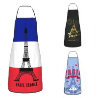 Paris France Eiffel Tower Flag Bib Apron Women Men Unisex Kitchen Chef Tablier Cuisine for Cooking Baking Gardening