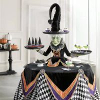 【CC】 Witch Tabletop with Tablecloth Display Decoration Resin Statue Tray