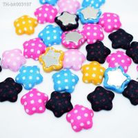 ♙▪♘ 50pcs 16mm Star Dot Fabric Covered Flat Backs Cabochon Decoration Chunky Buttons DIY Handmade Crafts