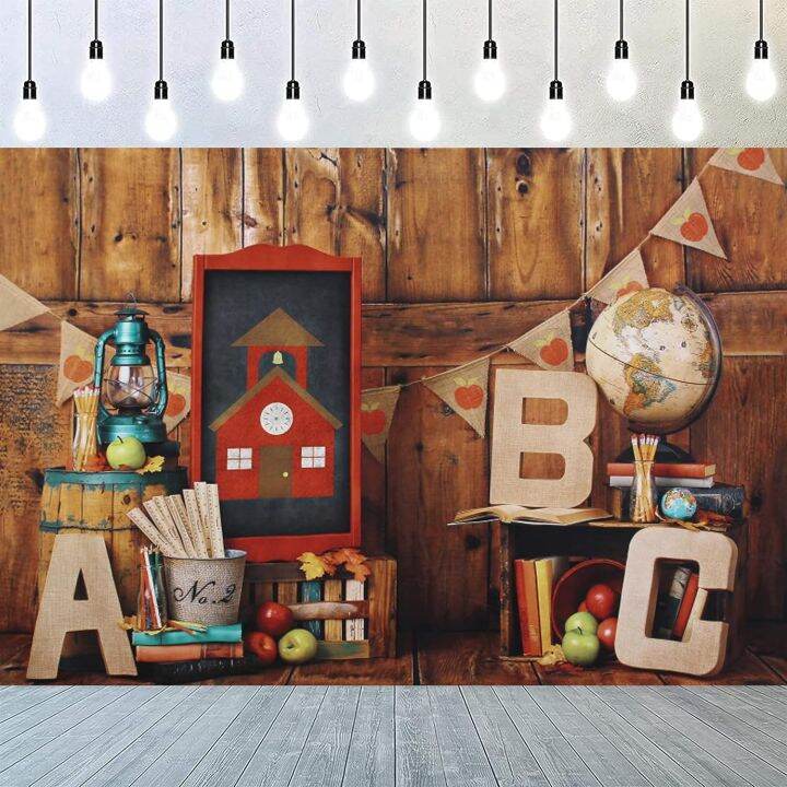 5x3ft Kindergarten Classroom Backdrop ABC Vintage Wooden House Back to