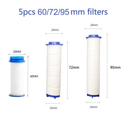 5 pcs  60/72/95mm long Universal Anti-limescale Water Purifying Replacement Shower Head Filter for Hard Water Showerheads