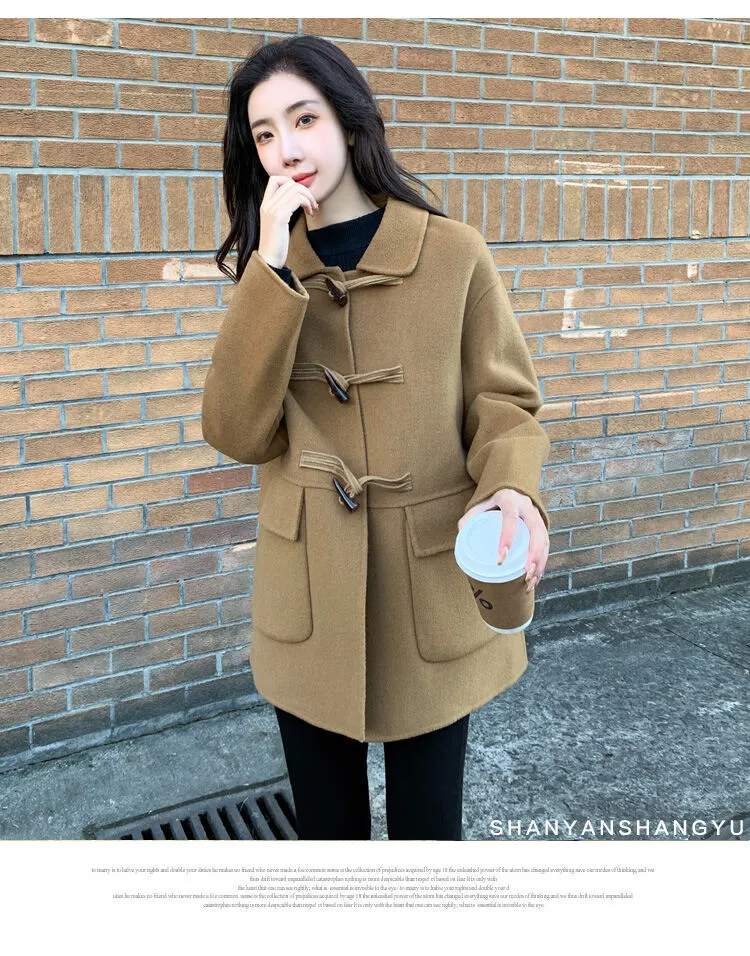 紫③ FANOSTUDIOS BREASTED COLLAR WOOLEN COAT | terepin.com