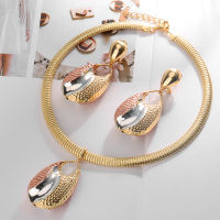 Dubai Gold Plated Necklace Earrings Collection Jewellery Fashion Nigeria Wedding African Jewelry Set Italian Womens Jewelry Set
