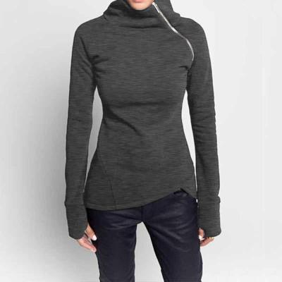 Jocoo Jolee Spring Autumn Casual Solid Hoodies Women Long Sleeve Turtleneck Zipper Sweatshirts Female Irregular Tops 2020