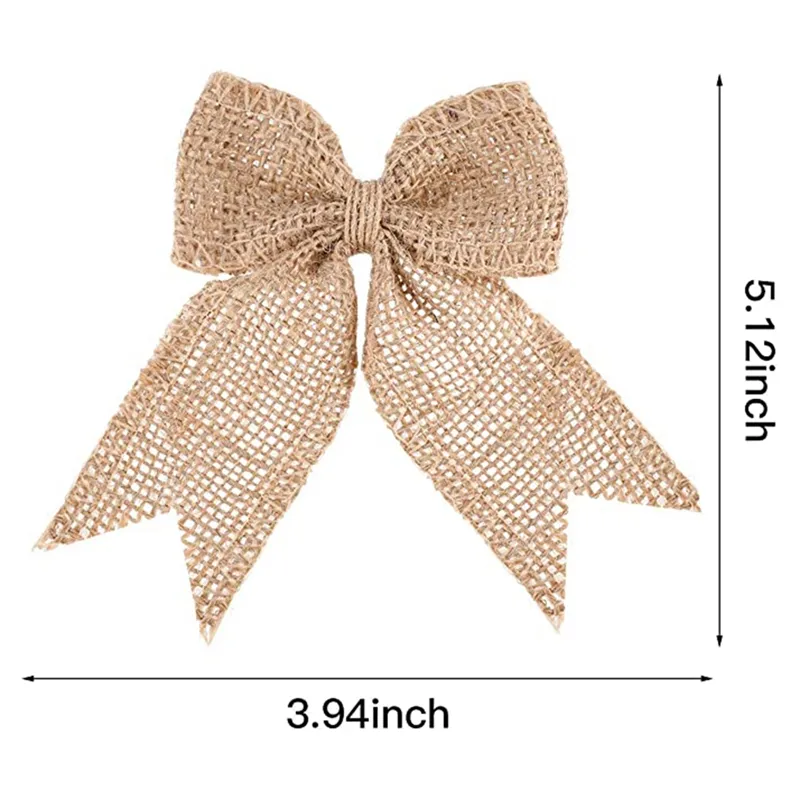 Burlap Bow Christmas Burlap Bows Burlap Bowknot Handmade Burlap Decorative for Christmas Tree Festival Holiday Party Decoration Supplies, Size: One