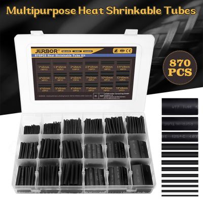 870pcs Assorted Polyolefin Heat Shrinkable Tubing Hollow Tube Sleeves Wrap Wire set Assorted Polyolefin Insulation Sleeving Cable Management