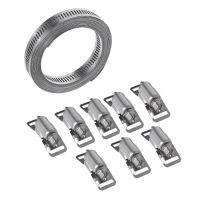 ☁ Hose Clamp Stainless Steel DIY 12 FT Metal strapping w/ Holes 8 Fasteners Large Adjustable Clamp Worm Gear Hose Clamp