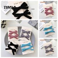 TIMIA 2pcs/set จับผม กิ๊บติดผมโบว์กำมะหยี่ คลิปปากเป็ด สไตล์เกาหลีแบบ กิ๊บติดผมรูปโบว์ วินเทจ อุปกรณ์เสริมผม สาวๆ